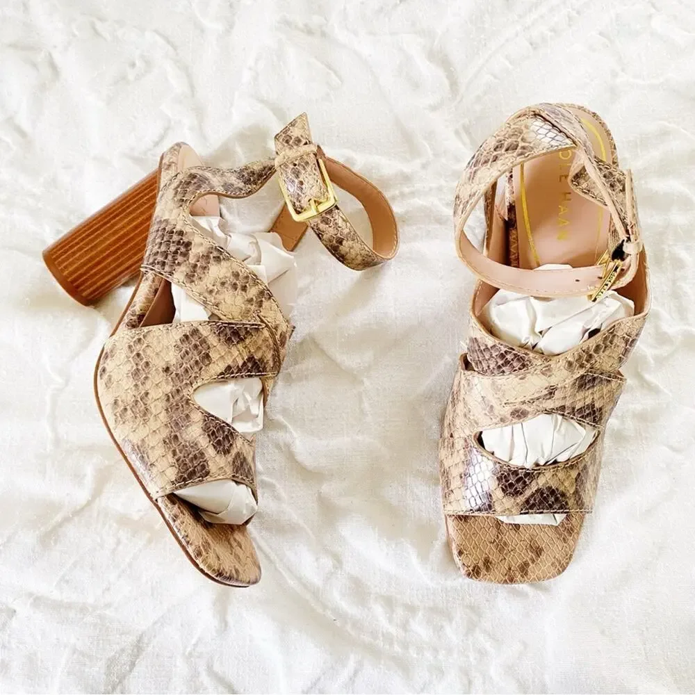 Cole Haan Reina City Snake Print Ankle Strap Dress Sandals Size 9